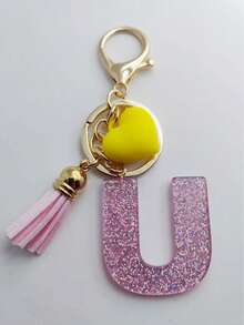 1 buc breloc cu litere engleze din rășină epoxidică Galaxy cu ciucure și decor cu inimă, cadou pentru prieteni și mame, accesorii de Halloween pentru Ziua Profesorilor