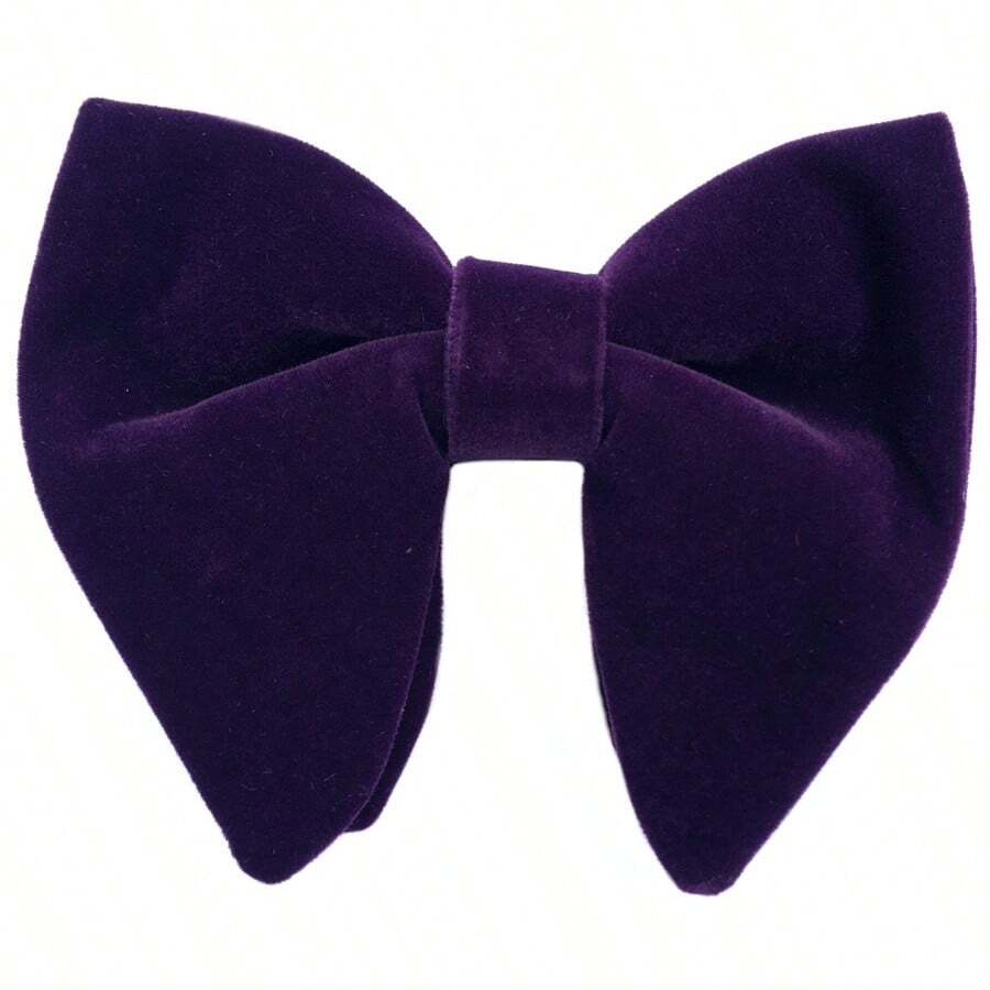 Men's Velvet Bow Ties Pre-Tied Oversized Bowtie Formal Tuxedo Butterfly Big Bowties - Purple