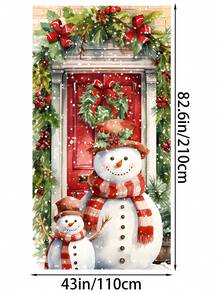 1 pezzo Decorazione natalizia in poliestere per porta d'ingresso, con acquerello di Babbo Natale, pupazzo di neve e corona, decorazione natalizia per casa e portico