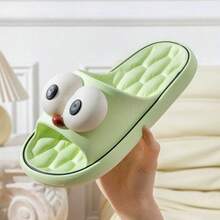 Pantuflas cómodas de EVA para mujeres - Diseño de ojo grande, textura antideslizante, amortiguación suave para usar en interiores y exteriores, sandalias de playa, para todo el año, disponibles en varios colores, zapatos casuales para el hogar, zapatos divertidos y antideslizantes