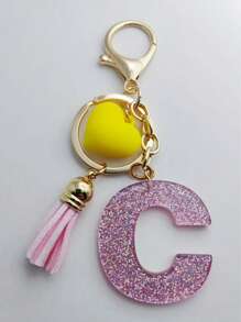 1 buc breloc cu litere engleze din rășină epoxidică Galaxy cu ciucure și decor cu inimă, cadou pentru prieteni și mame, accesorii de Halloween pentru Ziua Profesorilor