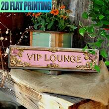 2D Flat Printing - 1pc Retro Metal High-Quality Aluminum Sign 'VIP LOUNGE' Fashionable Wall Art Plaque, Printing Pre-Drilled Holes - Home Decoration, Bathroom, Kitchen, Family, And Gothic Style Wall Decoration Or As A Unique Poster, 3.94 X 15.75 Inches (10x 40cm )