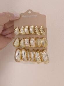 Elegant Asymmetrical Earrings, Dot Teardrop, Smooth C-Shape, Smooth Spoon, Extra Large Rhombus C, Suitable For Daily Wear And Holidays, Gift