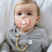 2pcs Set Shiny Luxury Rose Gold Silicone Pacifiers, Newborn Pacifier With Rose Gold Pacifier Clip, Hot Selling Baby Teething Toys, Infant Pacifier With Chain, Holiday Gift - Multicolor - View 3