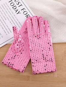 1 Pair Glittery Gloves For Adults, Suitable For Dancing, Stage Performance, Masquerade, Halloween Costume Party, Fashion Accessory