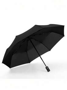 1pc Fully Automatic Black Umbrella, Windproof Sun Protection Umbrella, UV Blocking Reverse Folding Compact Umbrella, Business Umbrella For One Person For School,Office,Household,Travel (Fabric Cover, Rib Color, And English Letter Pattern Design Randomly Assorted) Summer Cooling,Beach,Travel - Multicolor - View 10