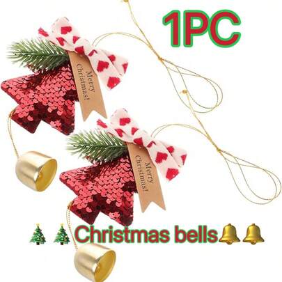 Christmas Bell Ornaments, Christmas Tree Decorations, Cute Plush Christmas Tree Ornaments With Hanging Plush Pendant And Golden Bells, Suitable For Christmas Party Gifts, Hanging Decorations For Christmas Tree, Christmas Wreath, Car Porch Wall Decor Christmas Decorations Winter Room Decor