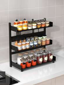 This 3-Tier Spice Rack Is Suitable For Home And Restaurant Kitchen Countertops, Can Hold Jars, Seasonings, Sauces And Knives. It Is Multi-Functional, High-Capacity, Detachable And Washable. - Multicolor - View 4