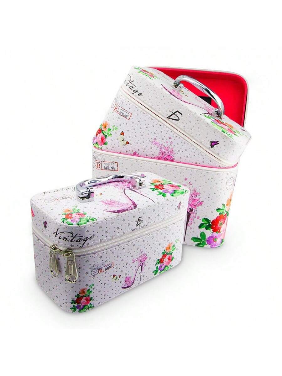 Set de bolsas de maquillaje de lona estampadas
