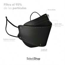 20pz Cubrebocas KF94 Color negro , Tapabocas con 4 Capas de Protección, Ajustador , Individualmente Empaquetados - Negro - Ver 3