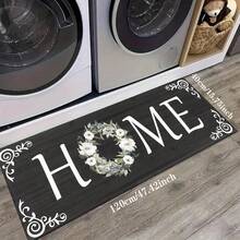 1pc Home Letter Pattern Rug, Polyester Drainage Mat, Suitable For Kitchen, Living Room, Entrance, Balcony, Home Decor, Anti-Stain, Cafe, Bar, Holiday, Party, Bedroom, Bathroom Decor - Black and White - View 22