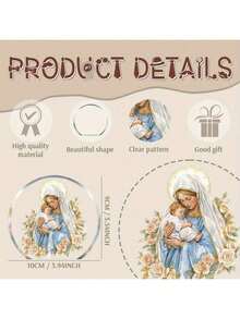 1 pieza Placa acrílica de la Virgen María y el Niño, letrero de escritorio acrílico plano 2D, adorno de arco autoportante para el altar del hogar, sala de oración, oficina, regalo cristiano para católicos y familias - Navidad, Pascua, Acción de Gracias