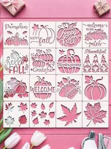 16 Stücke Halloween Herbst Malschablonen, 20 cm Erntedank Kürbis Schablonen, wiederverwendbare Kunststoff Zeichenvorlagen, Herbst, Ahornblätter, Hallo Herbst, Zwerg DIY Kunst und Handwerk, Weihnachtsdekoration Schablonen, Holz, Leinwand, Glas Heimdekoration Sprühfarbe Schablonen