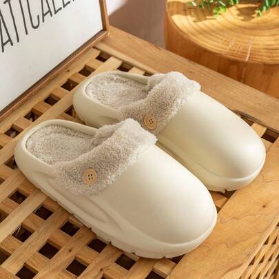 Waterproof, Thermal-Lined, Thick-Soled Slippers For Women, Autumn/Winter 2020-2025, Outdoor Wear, Non-Slip, Removable, Unisex House Slippers