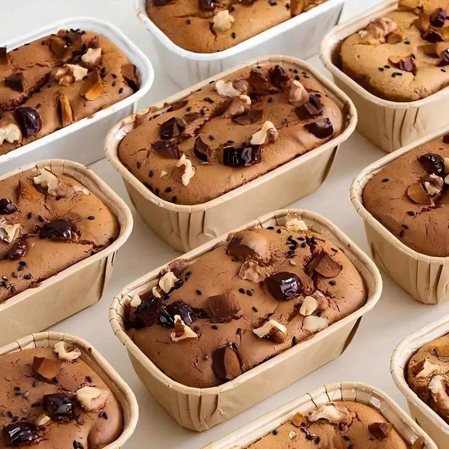 5/50100pcs Mini Loaf Cake Cases - Greaseproof Paper Liners, Muffin, Cupcake & Bread Baking Cups For Baking, Cupcakes, Muffins, And More - Non-Stick, Easy Cleanup, Reusable, And Durable Kraft Paper Loaf Pan For Commercial Kitchens, Bakeries, Parties, Weddings, Birthdays, Baking Accessories, Wedding Dessert Holders, Party Baking Supplies - Nhiều màu - Xem 1