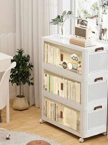 5layers  Extra-Large Multi-Layer Storage Cabinet With Wheels & Doors - Waterproof, Foldable Organizer For Bedroom Clutter, Documents, Toys, Snacks | Versatile Plastic Storage Solution Bedroom Organizers And Storage Plastic Storage Drawers - White - View 4