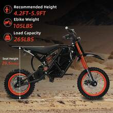 Electric Motorcycle, Off-Road Racing, V8 2000W Powerful Motor, 48V23Ah Long-Range Battery, Electric Bicycle, Front And Rear Dual Shock Absorbers, Long Range 45 Miles Dirt Bike Electric - 黑色 - 查看 6