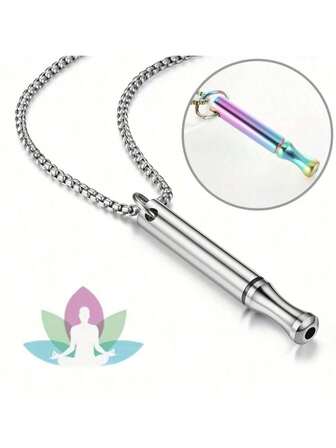 1 件不锈钢冥想呼吸项链，带彩虹紫粉色尖端 - 男士缓解压力的精神珠宝，平静心灵的礼物，耐用的精神透明配饰，流线型链条设计，抛光饰面