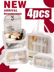 4pcs/Set Travel Organizer Bag, Cosmetic Bag, Waterproof Toiletry Bag, Makeup Brush Holder Bag, Hanging Toiletry Bag Summer Travel, Vacation Home Bathroom Decor Holiday Makeup Organizer Bathroom Accessories - Multicolor - View 1