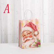 أكياس هدايا ورقية بشكل بابا نويل وردية لحفلات عيد الميلاد، أكياس هدايا لتغليف الهدايا الصغيرة في عيد الميلاد