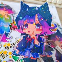 20 Sheets A4(8.3x11.7 Inch) Holographic Vinyl Sticker Paper, Transparent Holographic Vinyl Laminate Film, Clear Overlay Lamination Sticker Paper Self Adhesive Waterproof - Star