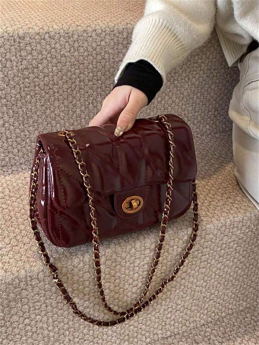 Dedoo 高品质手提包 女款手提包 2024新款 小巧香水链小包 时尚百搭斜挎包 单肩包 新颖 - 紅色 - 查看 1