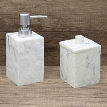 Premium Marble-Look Bathroom Accessories Set, Including Shampoo, Body Wash, Soap Dispenser, Toothbrush Holder, Soap Dish, Tumbler, Freely Combinable For Various Scenarios