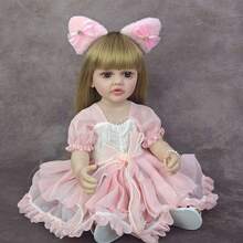 1 件 22 英寸柔软全乙烯基逼真重生娃娃 55 厘米时尚连衣裙重生娃娃可洗澡伴侣玩伴玩具生日圣诞礼物