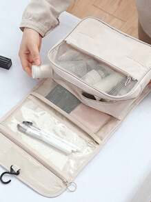 1 件大号旅行盥洗包，女士旅行化妆包，带手柄和隔层，悬挂式防水涤纶盥洗包，适用于旅行收纳袋、化妆包、化妆包、度假收纳包、大容量化妆品收纳盒化妆盒，适用于口红、刷子、护肤品、手机、硬币、小物品，适用于家庭、礼物、度假和节日万圣节圣诞节多功能用途，波西米亚风 - 米色 - 查看 13