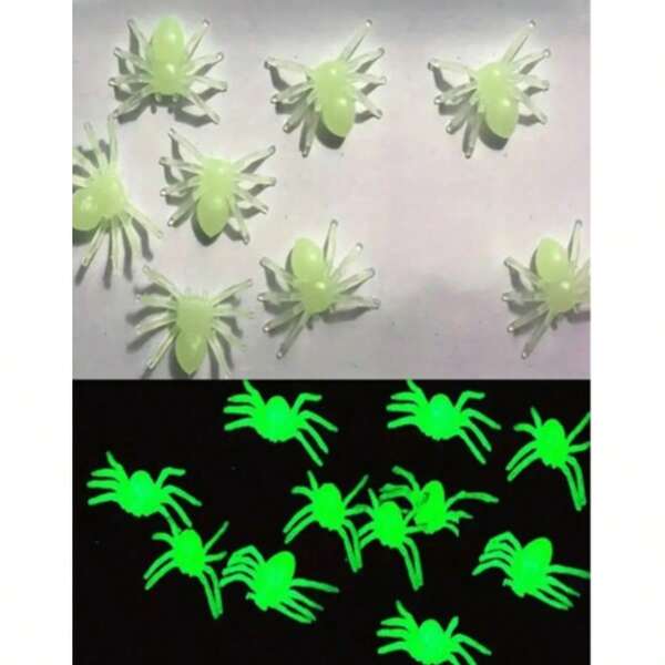 50 piezas de juguetes de arañas de plástico realistas que brillan en la oscuridad, decoraciones divertidas de Halloween, mini accesorios de arañas para suministros de fiesta de Halloween