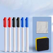 1 Erasable Notebook With 6 Pens + Eraser + Cloth, Removable Writing Board, High-Quality A4 Student/Children Sketchbook, A5 Scratch Paper Notebook, Work Goal Planner Board (Random Color Eraser)