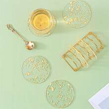 Acrylic Heat-Resistant Coasters With Gold Foil, Waterproof Tea Cup Mat, Resin Table Pad, Nordic Style Creative Design