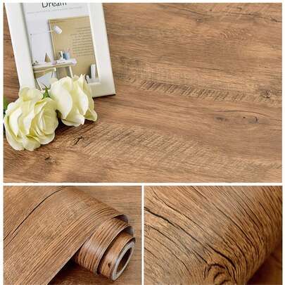 Waterproof Wood Grain Furniture Renovation Stickers, Self-Adhesive Wallpaper For Wardrobes, Cabinets, Tables, And Doors. Waterproof And Moisture-Resistant. Self-Adhesive Stickers, Upgraded Quality, Strong Coverage, And Durable Wear. Easy To Clean. Surface Stains Can Be Easily And Quickly Removed With A Damp Cloth. Waterproof And Moisture-Resistant. Waterproof And Mildew-Resistant, Protecting Furniture From Corrosion. Wall Paper Wall Stickers Room Decor Wall Decor Wallpaper Peel And Stick Bathroom Decor