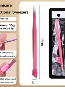 2-In-1 Nail Art Tweezers With Silicone Applicator - Precise Rhinestone Applicator And Nail Tool, Odorless