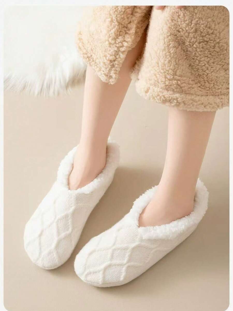 Damen Dicke Fleece-gefütterte Bodensocken, warm & rutschfest für Zuhause ohne Schuhe, Winter