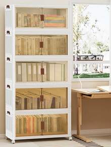 5layers  Extra-Large Multi-Layer Storage Cabinet With Wheels & Doors - Waterproof, Foldable Organizer For Bedroom Clutter, Documents, Toys, Snacks | Versatile Plastic Storage Solution Bedroom Organizers And Storage Plastic Storage Drawers - White - View 5