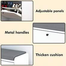 40 Inch Shoe Bench With Storage 2 Flip-Up Drawers & Cushioned Seat Shoe Cabinet Durability And Stability For Entrance, Hallway,Entryway White