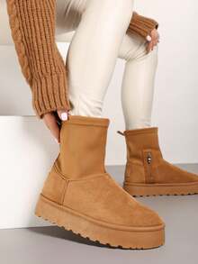 Soft Faux Fur Winter Boots For Women Casual - Camel - View 1