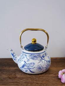 1个白色背景鸟纹珐琅梨形水壶，四季皆宜，家用直火水壶，可作茶壶、咖啡壶、炉灶茶壶，节日礼品茶壶 - 彩色 - 查看 12