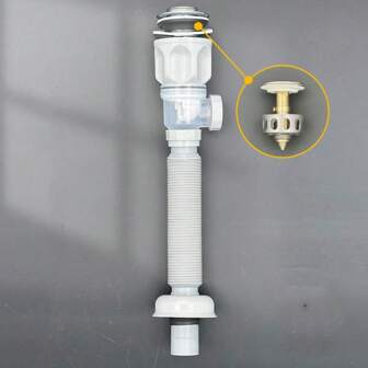 Kit de drenaje de lavabo de baño con tapón de drenaje emergente, tubo de trampa P expandible, drenaje de lavabo anti-olor para agujeros de drenaje de 1-1/4" y 1-1/2", colador de drenaje de lavabo 3 en 1 anti-obstrucción