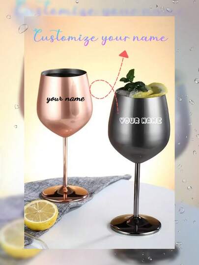 1pc Customized Stainless Steel Stemmed Wine Glass, 14oz Detachable U-Shaped Double-Layer Insulated Stemware, 304 Stainless Steel Reusable Party Wine Cup, Personalized Name, Cute, Suitable, Durable Wine Glass, Perfect Gift For Valentine's Day, Christmas, Spring Festival, Birthday, Holiday Party. Best Gift For Spouse, Couples, Colleague, Sister, Family, Best Friend, Decorative Wine Glass For Family Gathering