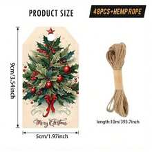 48pcs Elegant Vintage Christmas Gift Tags With Hemp Rope | Classic Holiday Tags For Presents, Tree Decorations, Party Decor - Perfect For Family, Friends, Office Exchange(12/48pcs) - Multicolor - View 6