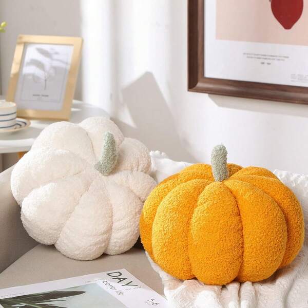 1 Pc Simulated Pumpkin Pillow 11 X 9.5 Inch 3D Cushion Fall Decorations Stuffed Throw Pillows Toy For Thanksgiving Christmas Halloween Bedroom Sofa Couch Supplies