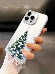 1 carcasă de telefon cu model de fundal de brad de Crăciun, potrivită ca și cadou pentru iubit, prieten, cel mai bun prieten, familie, frate, coleg, soră/soră, cuplu, coleg de clasă, profesor, cadou de ziua de naștere sau de sărbători, carcasă albă mată, moale, cu protecție completă, anti-praf, impermeabilă, compatibilă cu 13/16/15/14/13/12/11/Pro/ProMax/X/XR/XS/XSMAX/7/8/PLUS.