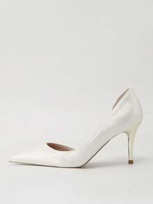 时尚尖头侧镂空性感细高跟女鞋，优雅派对装扮 - 白色 - 查看 2