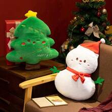 Cute Santa Claus, Snowman Plush Throw Pillow, Cartoon Reindeer, Christmas Tree Plush Doll Figurine, New Year Christmas Party Home Living Room Sofa Decor Cushion Ornament, Children's Christmas Eve Gift Doll - One Size - View 5