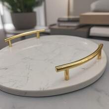 1 Peça Bandeja de Material de Mármore Natural + Alça de Latão, Essencial para Banheiro, Armazenamento/Suporte para Foto de Banheiro, Armazenamento Requintado, Eleva Instantaneamente o Estilo, Estética de Alta Qualidade, Itens Essenciais de Armazenamento para Banheiro!!!