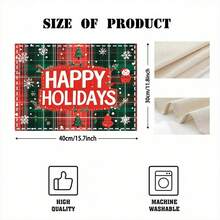 1 set/4 pièces/6 pièces Napperons motifs Père Noël et sapin de Noël, napperons rectangulaires en polyester lavables en machine, protecteurs de table, napperons thermoprotecteurs, décorations de table de restaurant, fournitures de fête, décorations de Noël, peuvent être offerts en cadeau