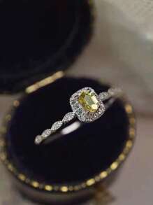 1 Stück eleganter S925 Sterling Silber-Ring mit Kubikzirkonia, Hochzeitsschmuck für Frauen, feiner Schmuck