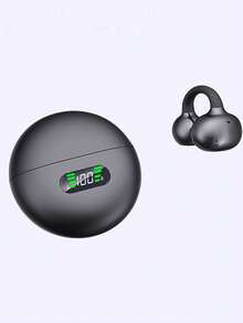 Auriculares inalámbricos Bluetooth con clip, pantalla LED del nivel de batería, sonido protector sin fugas, uso prolongado sin lesiones en los oídos, deportes de oreja abierta sin caídas, compatible con llamadas de voz